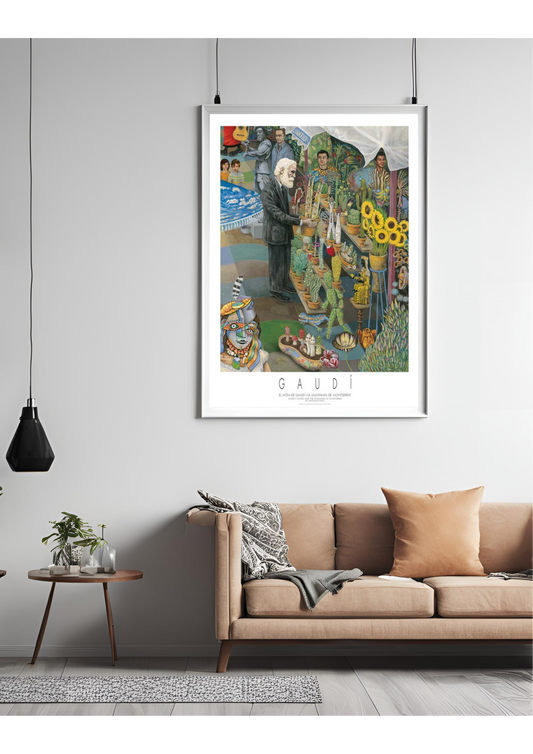 Gaudí-Inspired Detail Poster – Las Ramblas Barcelona Art Print – Natural Forms & Architecture Painting – Spain Travel Souvenir