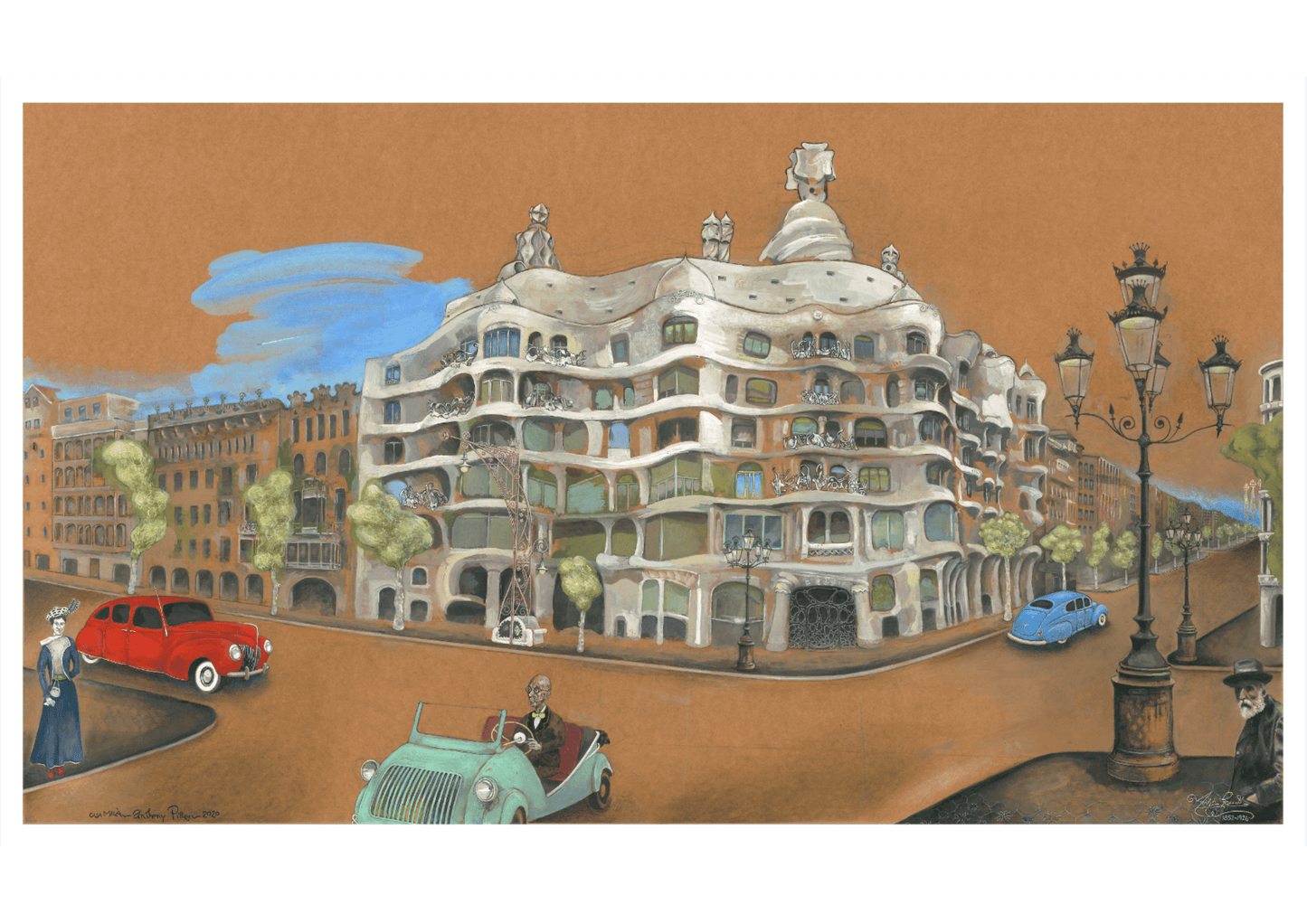 La Pedrera (Casa Milà) Poster – Gaudí Barcelona Architecture Art Print – Modernist Building Painting – Spain Travel Souvenir – Catalonia Wall Décor